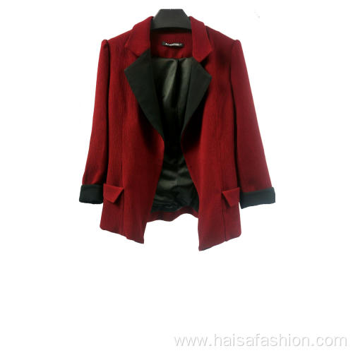 Red Patchwork Women's Vintage Blazer